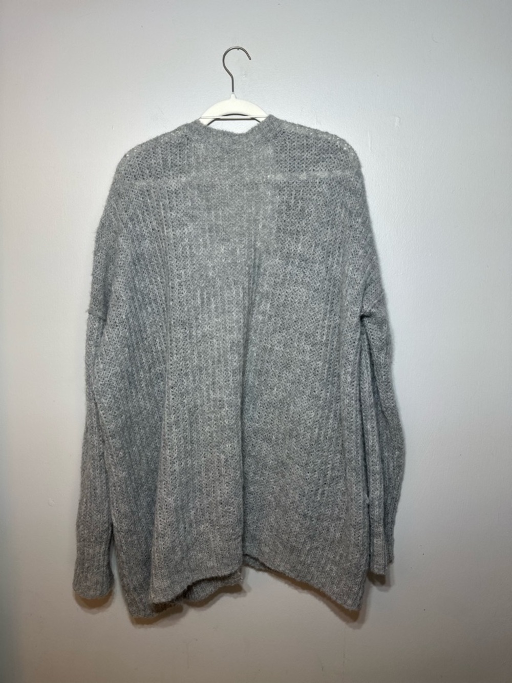 Free People Alpaca Wool Gray Open-Front Women's Knit Cardigan Sweater Women’s M - Picture 3 of 8